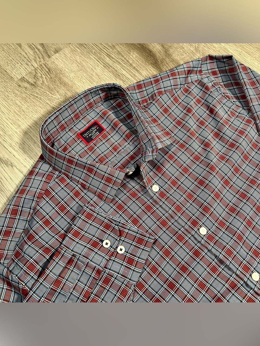 UNTUCKit XXL Slim Fit Mens Button Down Shirt Blue Red Plaid Performance